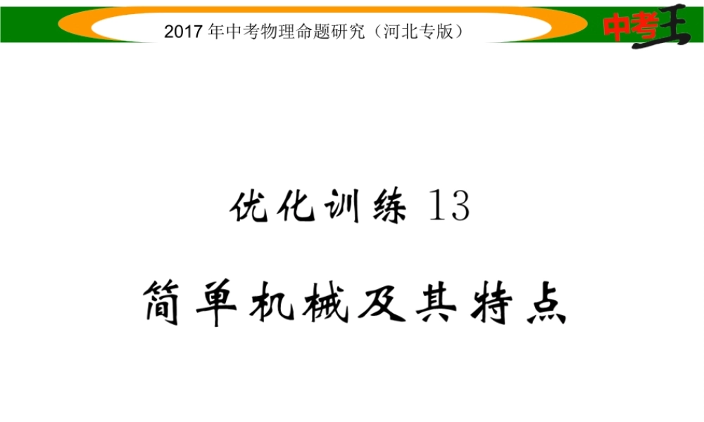 （河北专版）中考物理总复习 第一编 教材知识梳理 第九讲 简单机械 优化训练13 简单机械及其特点课件-人教版初中九年级全册物理课件