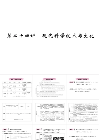 （河北专版）中考历史总复习 第24讲 现代科学技术与文化必考考点清单课件-人教版初中九年级全册历史课件