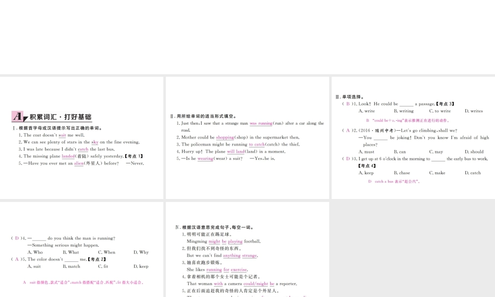 （河北专版）九年级英语全册 Unit 8 It must belong to Carla（第4课时）习题课件 （新版）人教新目标版-（新版）人教新目标版初中九年级全册英语课件