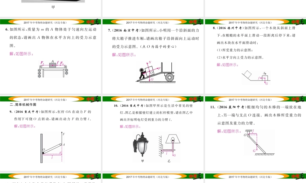 （河北专版）中考物理总复习 第一编 教材知识梳理 第九讲 简单机械 专项突破三课件-人教版初中九年级全册物理课件