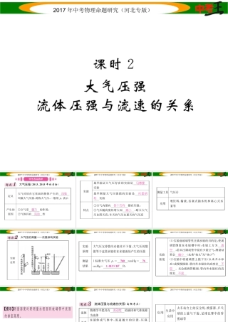 （河北专版）中考物理总复习 第一编 教材知识梳理 第六讲 压强 课时2 大气压强 流体压强与流速的关系课件-人教版初中九年级全册物理课件