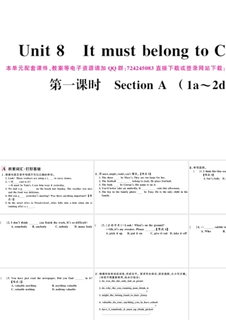 （河北专版）秋九年级英语全册 Unit 8 It must belong to Carla第一课时习题课件（新版）人教新目标版-（新版）人教新目标版初中九年级全册英语课件
