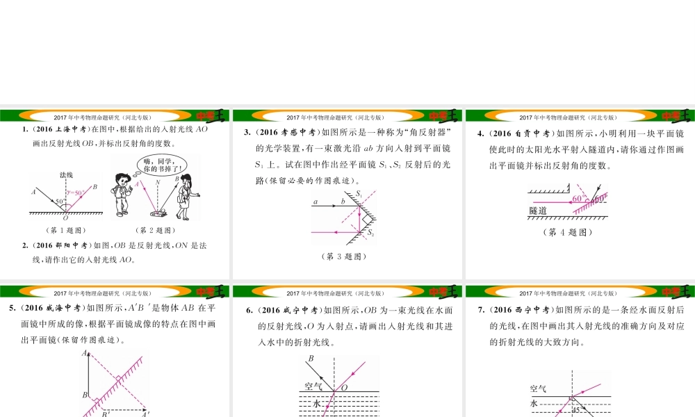 （河北专版）中考物理总复习 第一编 教材知识梳理 第三讲 透镜及其应用 专项突破一 光学作图课件-人教版初中九年级全册物理课件