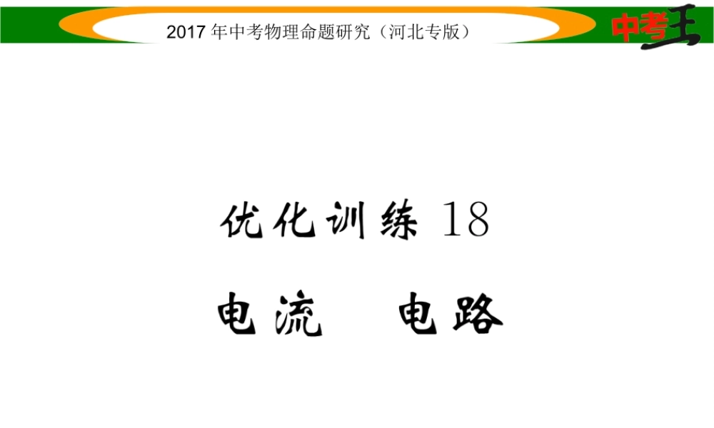 （河北专版）中考物理总复习 第一编 教材知识梳理 第十二讲 电流 电路 电压 电阻 优化训练18 电流 电路课件-人教版初中九年级全册物理课件