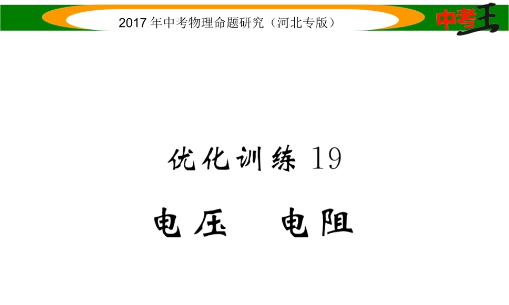 （河北专版）中考物理总复习 第一编 教材知识梳理 第十二讲 电流 电路 电压 电阻 优化训练19 电压 电阻课件-人教版初中九年级全册物理课件