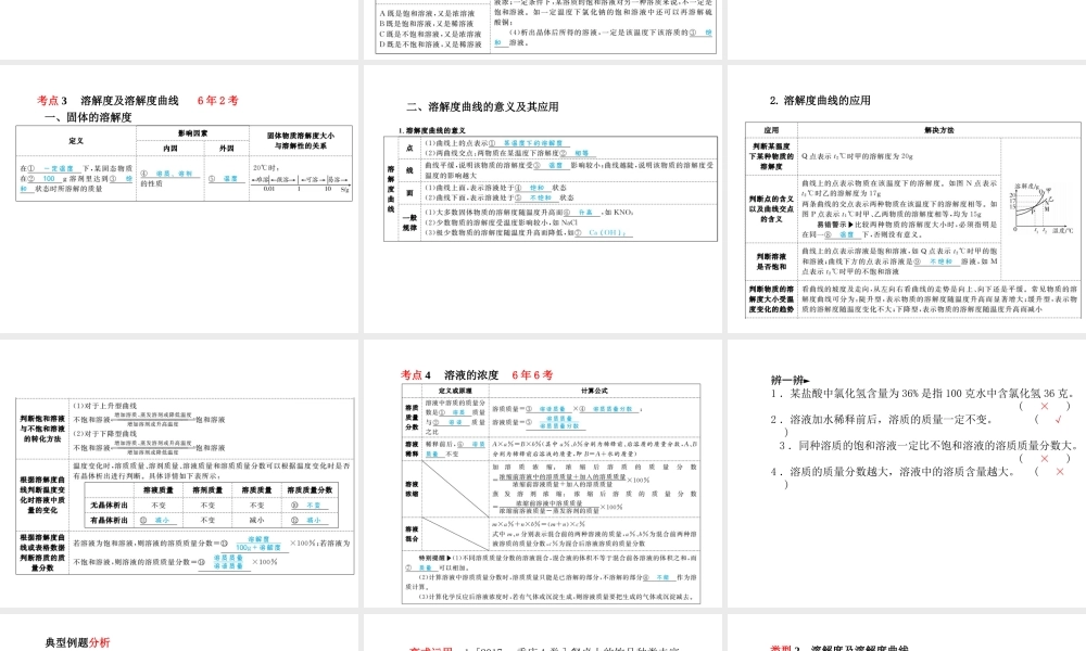 （河北专版）中考化学总复习 第一部分 系统复习 成绩基石 模块一 身边的化学物质 主题四 溶液课件 新人教版-新人教版初中九年级全册化学课件