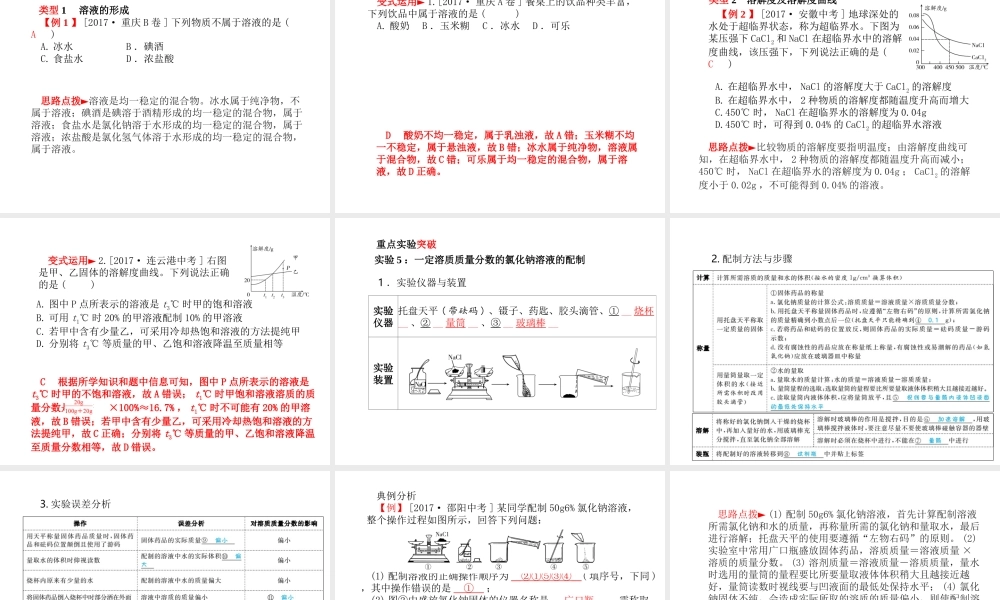 （河北专版）中考化学总复习 第一部分 系统复习 成绩基石 模块一 身边的化学物质 主题四 溶液课件 新人教版-新人教版初中九年级全册化学课件