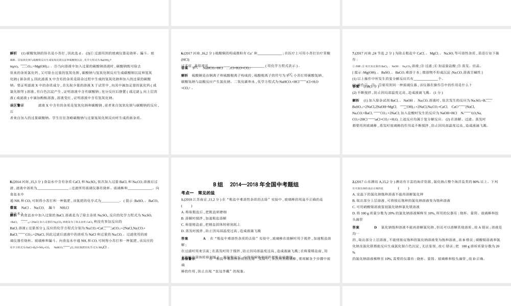 （河南专版）中考化学复习 专题六 盐 化肥（试卷部分）课件-人教版初中九年级全册化学课件