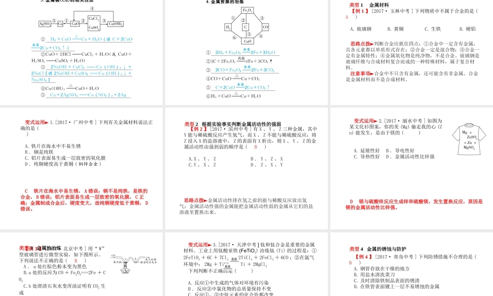 （河北专版）中考化学总复习 第一部分 系统复习 成绩基石 模块一 身边的化学物质 主题五 金属和金属材料课件 新人教版-新人教版初中九年级全册化学课件
