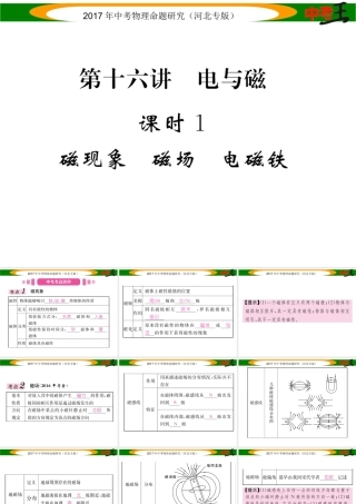 （河北专版）中考物理总复习 第一编 教材知识梳理 第十六讲 电与磁 课时1 磁现象 磁场 电磁铁课件-人教版初中九年级全册物理课件
