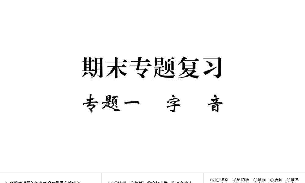 （河南专版）九年级语文上册 期末专题复习一 字音课件 新人教版-新人教版初中九年级上册语文课件