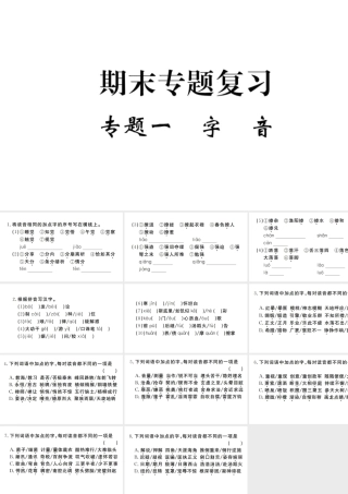 （河南专版）九年级语文上册 期末专题复习一 字音课件 新人教版-新人教版初中九年级上册语文课件