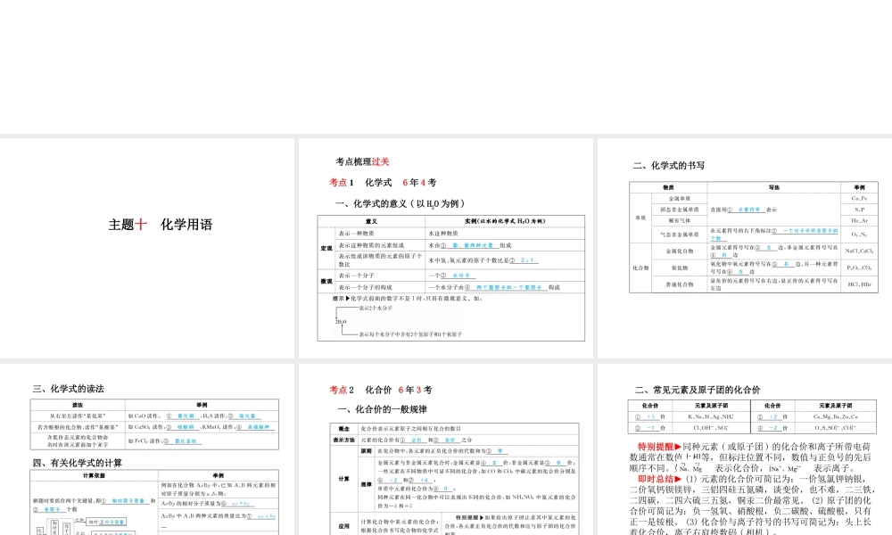 （河北专版）中考化学总复习 第一部分 系统复习 成绩基石 主题十 化学用语课件 新人教版-新人教版初中九年级全册化学课件