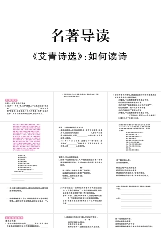 （河北专版）秋九年级语文上册 第1单元 名著导读《艾青诗选》如何读诗习题课件 新人教版-新人教版初中九年级上册语文课件