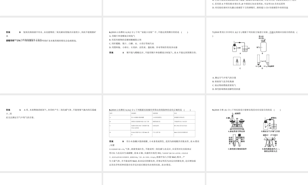 （河南专版）中考化学复习 专题十九 探究性实验题（试卷部分）课件-人教版初中九年级全册化学课件