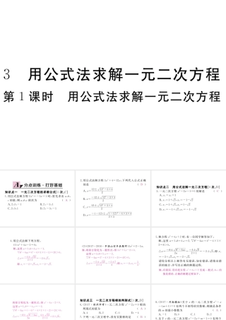 （河南专版）秋九年级数学上册 第二章 一元二次方程 2.3 用公式法求解一元二次方程 第1课时 用公式法求解一元二次方程习题讲评课件 （新版）北师大版-（新版）北师大版初中九年级上册数学课件