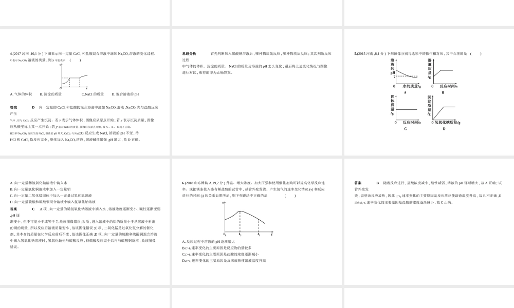 （河南专版）中考化学复习 专题十七 坐标图像题（试卷部分）课件-人教版初中九年级全册化学课件