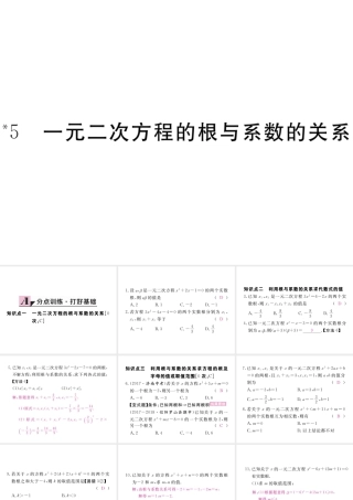 （河南专版）秋九年级数学上册 第二章 一元二次方程 2.5 一元二次方程的根与系数的关系习题讲评课件 （新版）北师大版-（新版）北师大版初中九年级上册数学课件