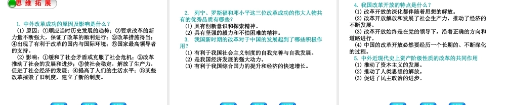（河北专版）中考历史复习方案 专题突破 知识专题四 中外近现代史上的改革与制度创新课件-人教版初中九年级全册历史课件
