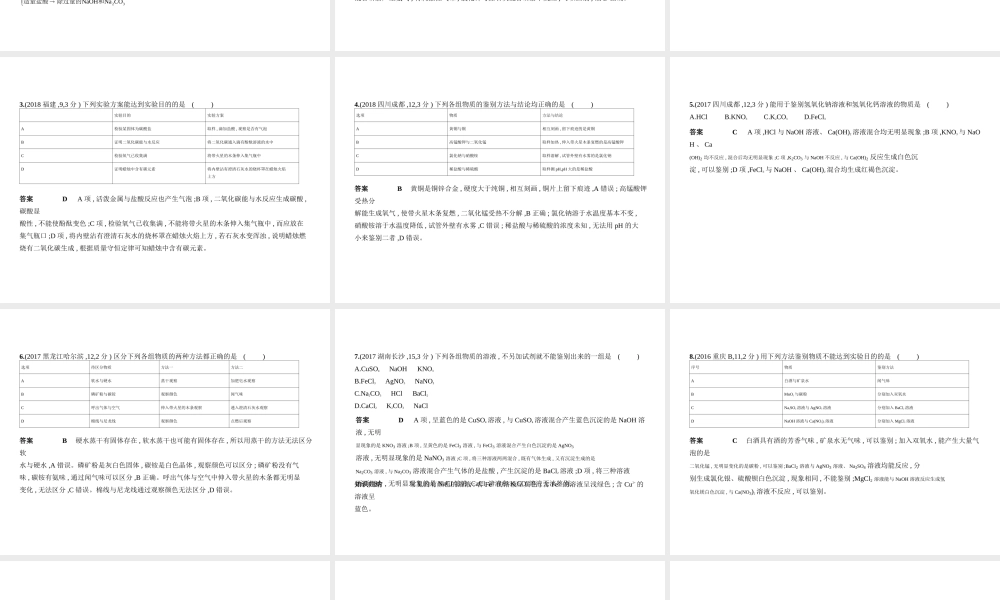 （河南专版）中考化学复习 专题十五 物质的检验与鉴别、分离与提纯（试卷部分）课件-人教版初中九年级全册化学课件