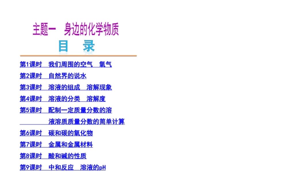 （河北专用）2013届中考化学复习方案 主题一 身边的化学物质课件 