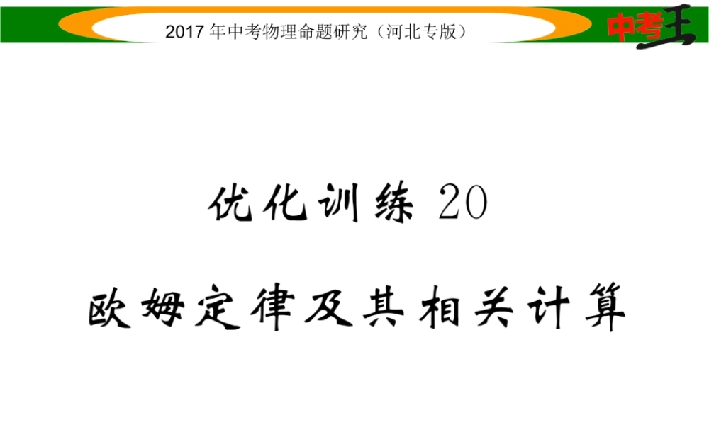 （河北专版）中考物理总复习 第一编 教材知识梳理 第十三讲 欧姆定律 优化训练20 欧姆定律及其相关计算课件-人教版初中九年级全册物理课件