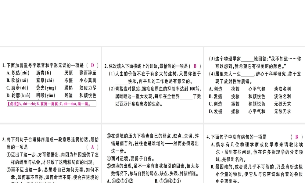 （河北专用）八年级语文上册 第二单元 8 美丽的颜色习题课件 新人教版-新人教版初中八年级上册语文课件