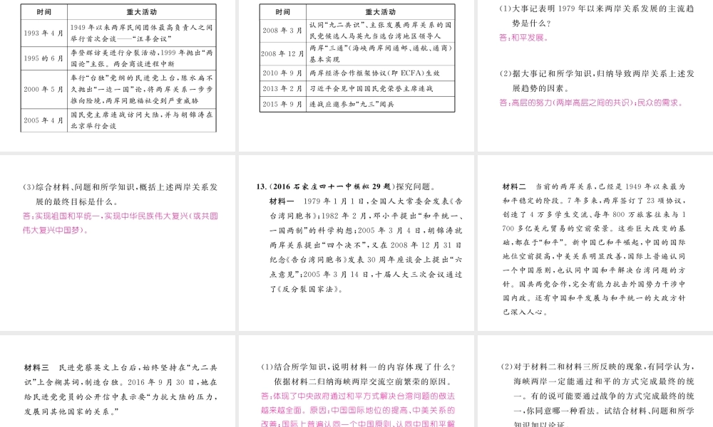 （河北专版）中考历史总复习 第10讲 民族团结与祖国统一考点攻关练课件-人教版初中九年级全册历史课件