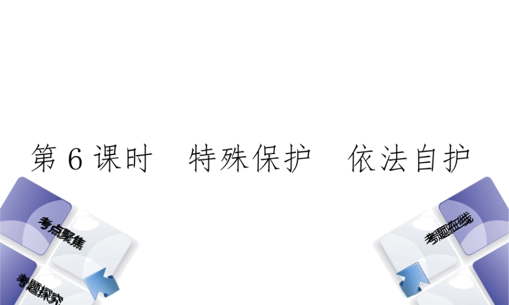 （河北专版）中考政治复习方案 第二单元 学法知法 依法自护 第6课时 特殊保护 依法自护课件-人教版初中九年级全册政治课件