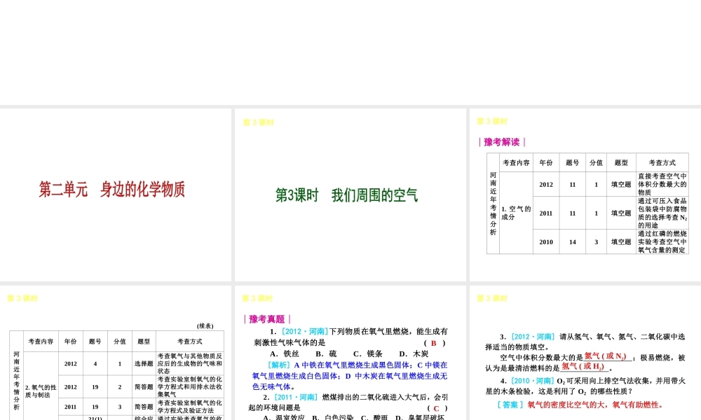 （河南专版）中考化学教材化总复习 第二单元 身边的化学物质课件