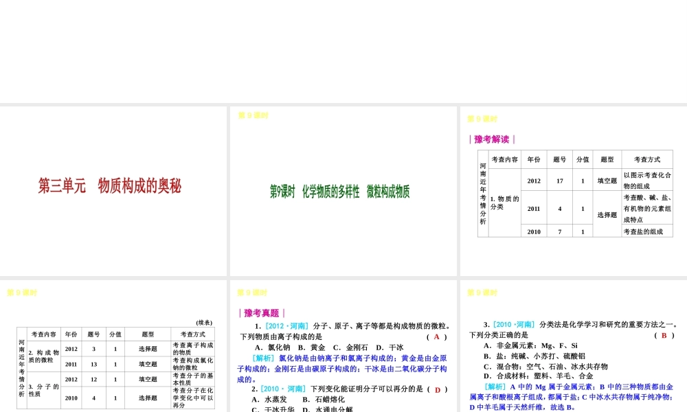 （河南专版）中考化学教材化总复习 第三单元 物质构成的奥秘课件