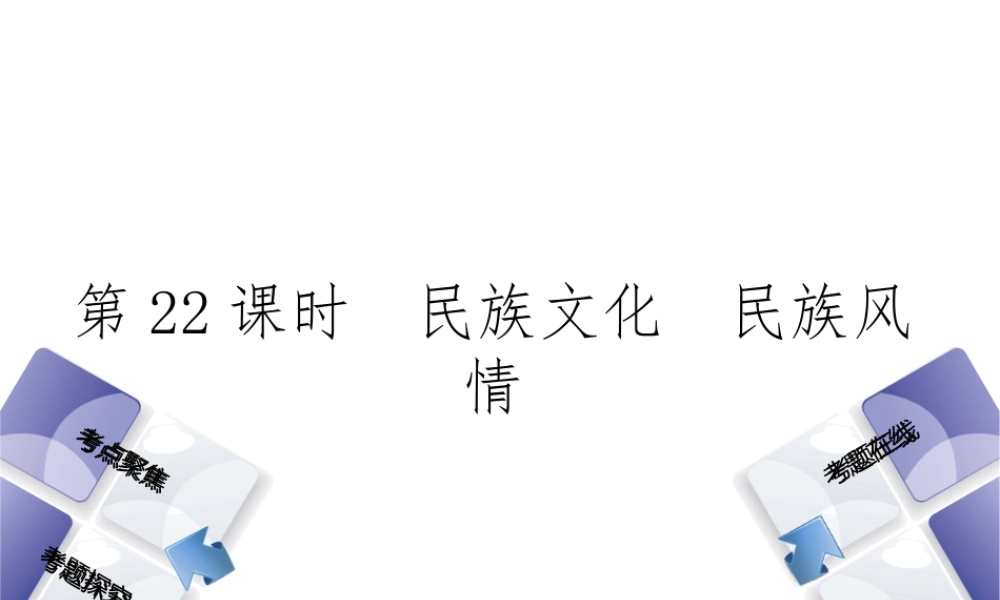 （河北专版）中考政治复习方案 第六单元 民族常识 第22课时 民族文化 民族风情课件-人教版初中九年级全册政治课件