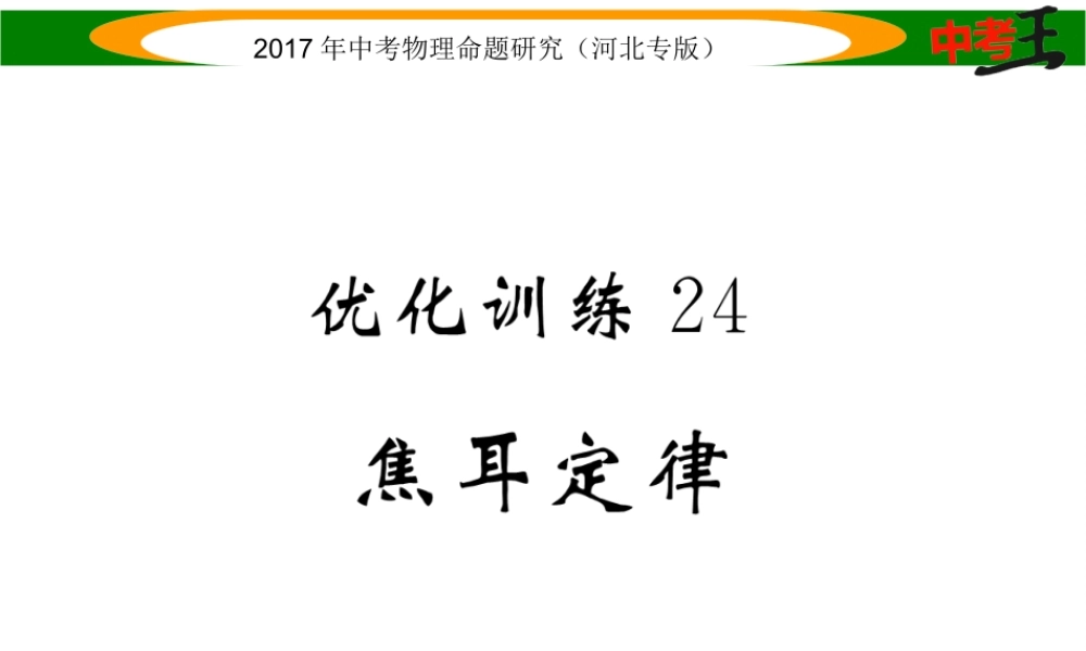 （河北专版）中考物理总复习 第一编 教材知识梳理 第十四讲 电功率 优化训练24 焦耳定律课件-人教版初中九年级全册物理课件