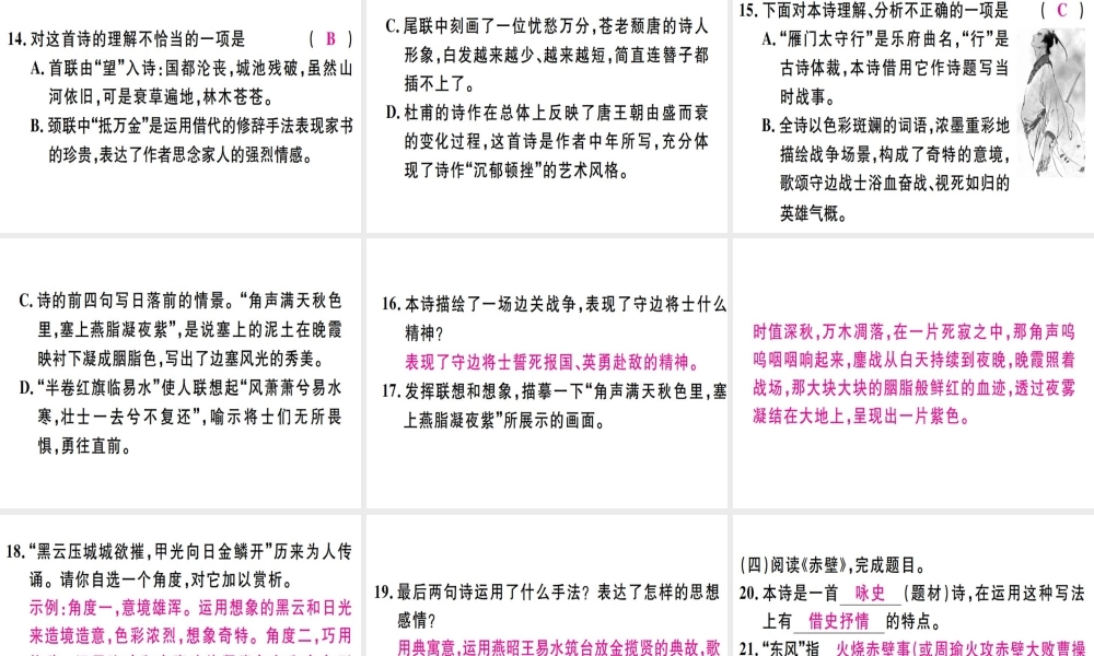 （河北专用）八年级语文上册 第六单元 24 诗词五首习题课件 新人教版-新人教版初中八年级上册语文课件