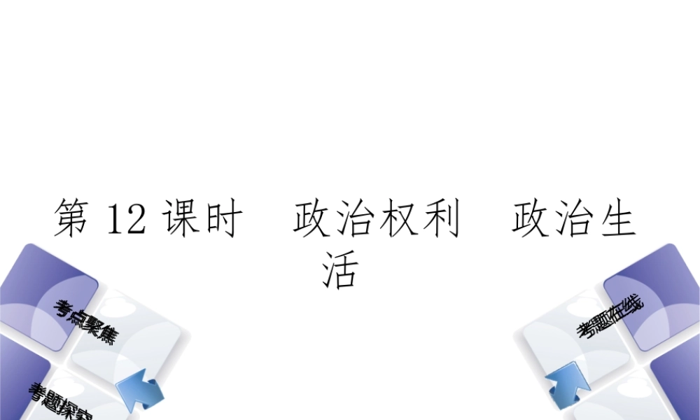 （河北专版）中考政治复习方案 第四单元 崇尚宪法 依法治国 第12课时 政治权利 政治生活课件-人教版初中九年级全册政治课件