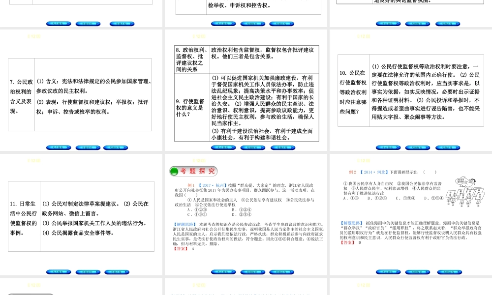 （河北专版）中考政治复习方案 第四单元 崇尚宪法 依法治国 第12课时 政治权利 政治生活课件-人教版初中九年级全册政治课件