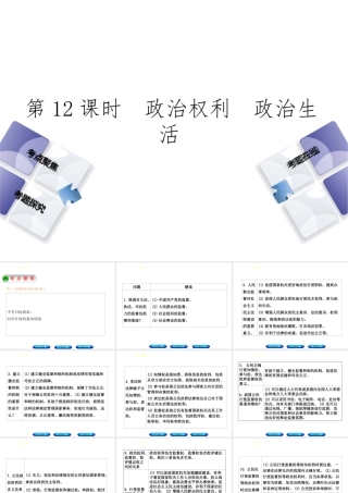 （河北专版）中考政治复习方案 第四单元 崇尚宪法 依法治国 第12课时 政治权利 政治生活课件-人教版初中九年级全册政治课件