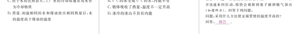 （河北专版）中考物理总复习 第一编 教材知识梳理 第十一讲 内能 内能的利用 课时1 分子热运动 内能 比热容课件-人教版初中九年级全册物理课件
