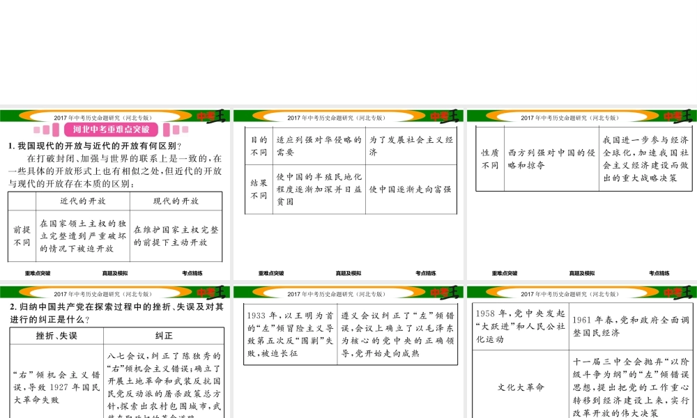 （河北专版）中考历史总复习 教材知识考点速查 模块二 中国现代史 第九讲 建设有中国特色的社会主义课件-人教版初中九年级全册历史课件