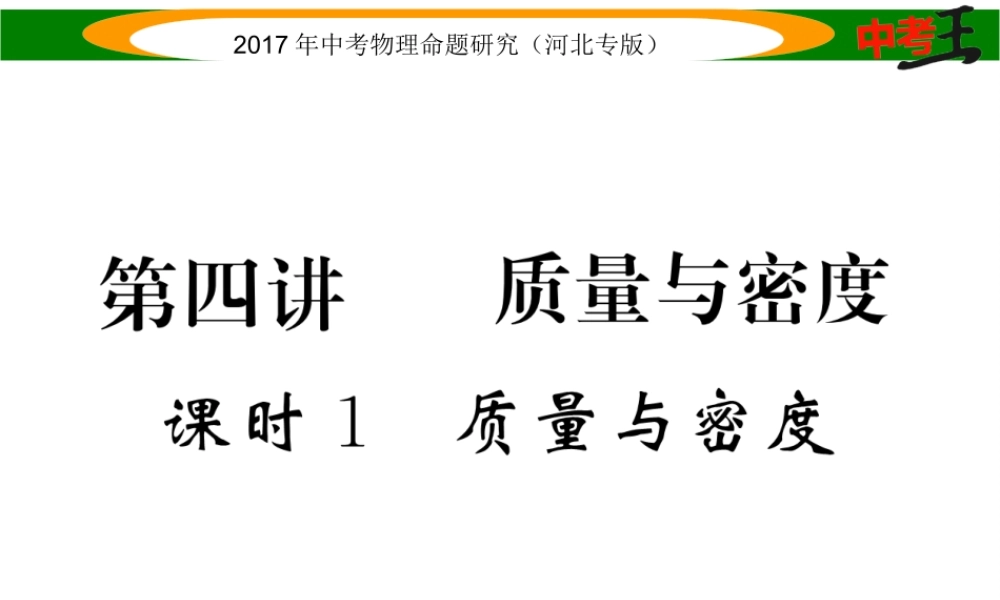 （河北专版）中考物理总复习 第一编 教材知识梳理 第四讲 质量与密度 课时1 质量与密度课件-人教版初中九年级全册物理课件