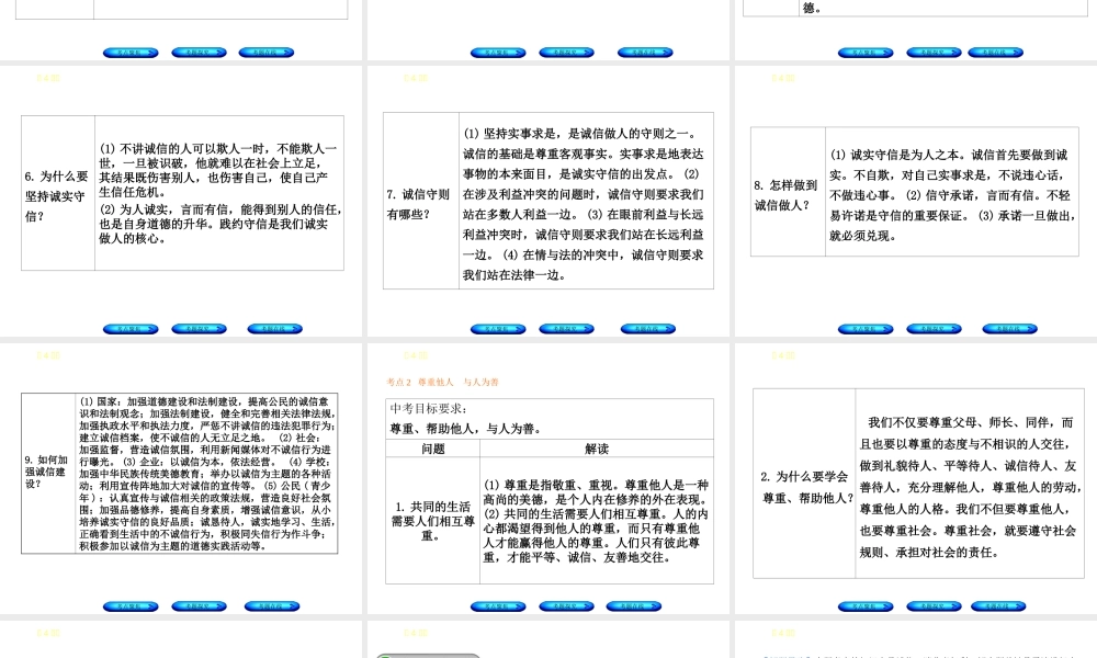 （河北专版）中考政治复习方案 第一单元 热爱生活 适应社会 第4课时 诚实守信 尊重他人课件-人教版初中九年级全册政治课件