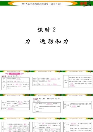 （河北专版）中考物理总复习 第一编 教材知识梳理 第五讲 运动和力 课时2 力 运动和力课件-人教版初中九年级全册物理课件