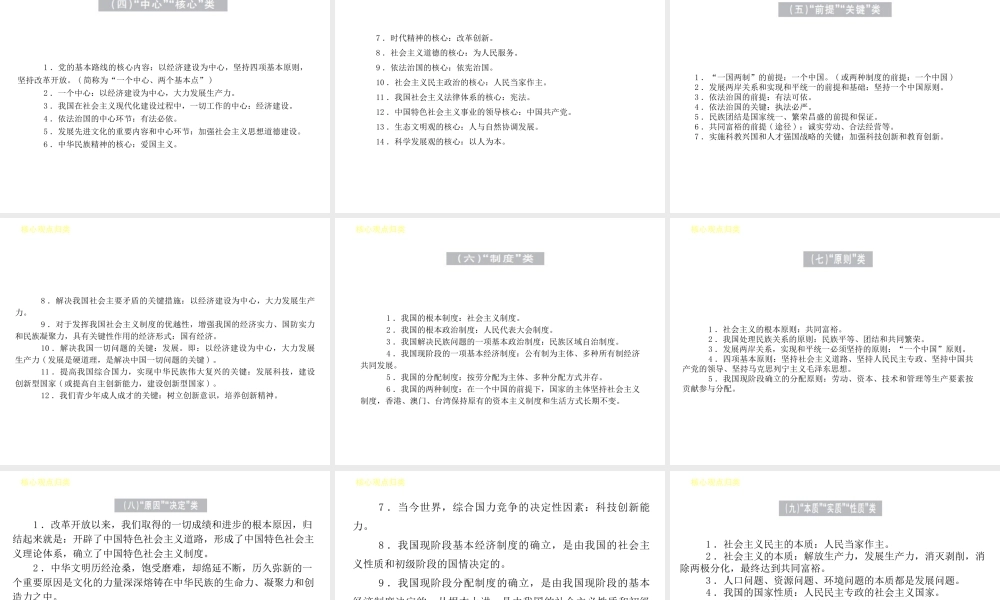 （河北专版）中考政治复习方案 核心观点归类课件-人教版初中九年级全册政治课件