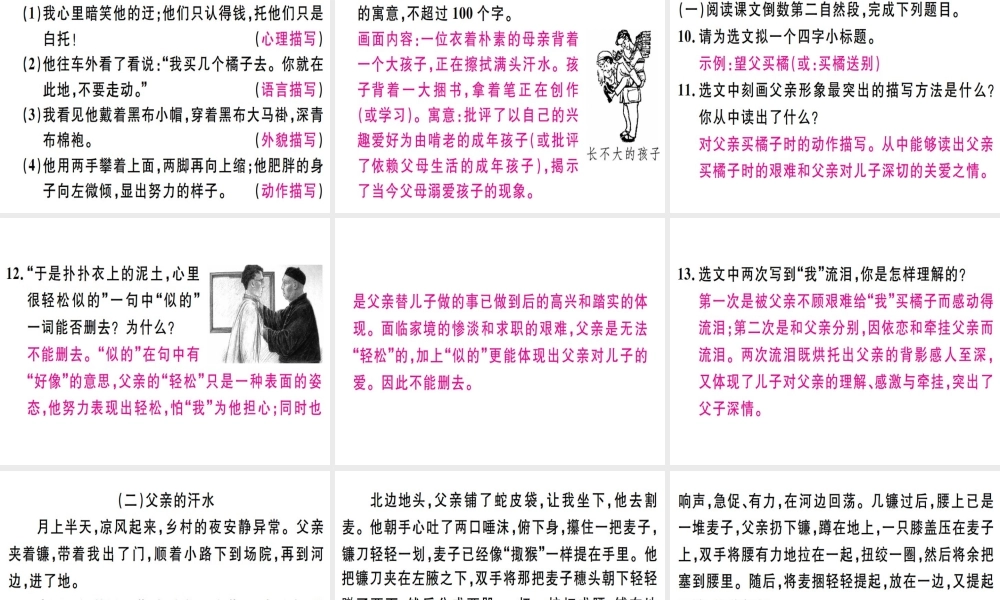 （河北专用）八年级语文上册 第四单元 13 背影习题课件 新人教版-新人教版初中八年级上册语文课件