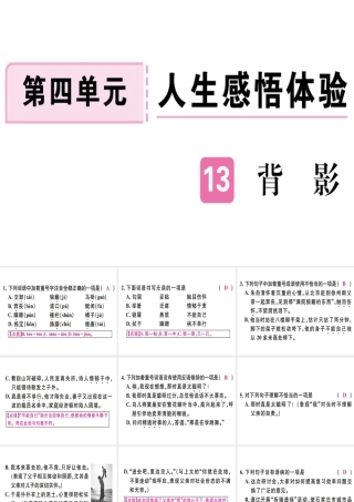 （河北专用）八年级语文上册 第四单元 13 背影习题课件 新人教版-新人教版初中八年级上册语文课件