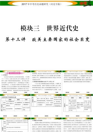 （河北专版）中考历史总复习 教材知识考点速查 模块三 世界近代史 第十三讲 欧美主要国家的社会巨变课件-人教版初中九年级全册历史课件