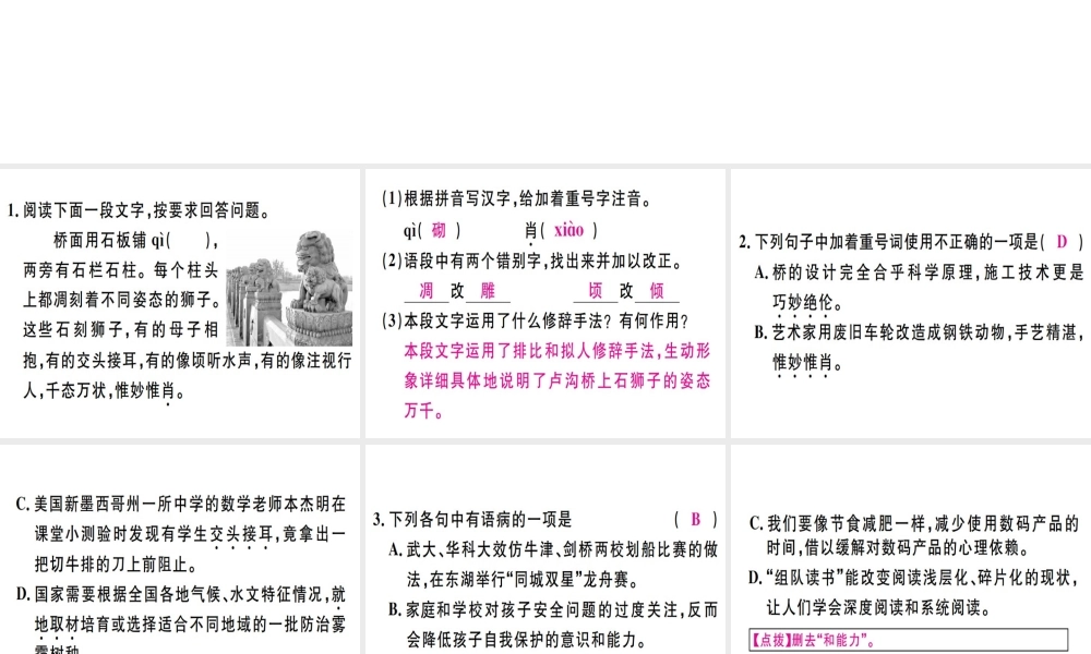 （河北专用）八年级语文上册 第五单元 17 中国石拱桥习题课件 新人教版-新人教版初中八年级上册语文课件