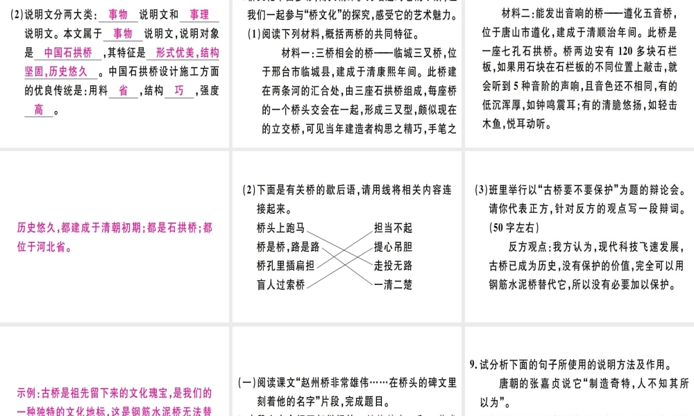 （河北专用）八年级语文上册 第五单元 17 中国石拱桥习题课件 新人教版-新人教版初中八年级上册语文课件