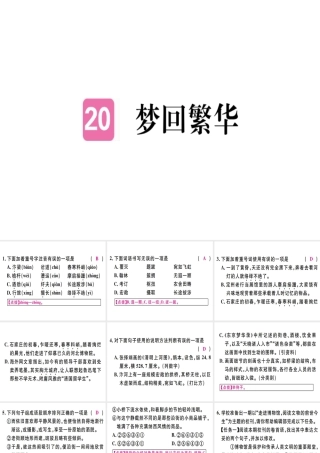 （河北专用）八年级语文上册 第五单元 20 梦回繁华习题课件 新人教版-新人教版初中八年级全册语文课件
