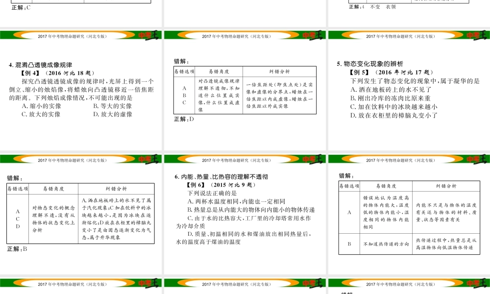 （河北专版）中考物理总复习 附件1 河北中考阅卷组长搜集的18道易错易混点课件-人教版初中九年级全册物理课件